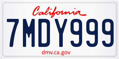 CA license plate 7MDY999