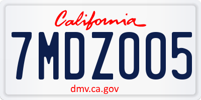 CA license plate 7MDZ005