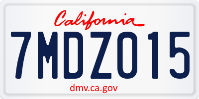 CA license plate 7MDZ015