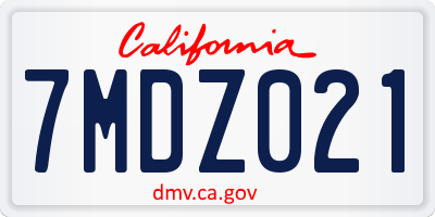CA license plate 7MDZ021