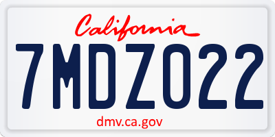 CA license plate 7MDZ022