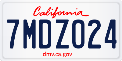 CA license plate 7MDZ024