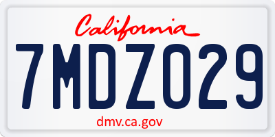 CA license plate 7MDZ029