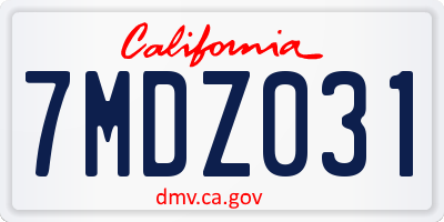 CA license plate 7MDZ031