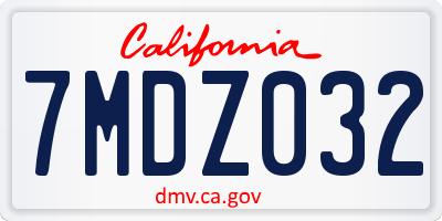 CA license plate 7MDZ032