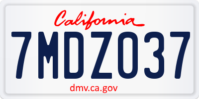 CA license plate 7MDZ037