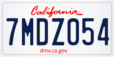 CA license plate 7MDZ054