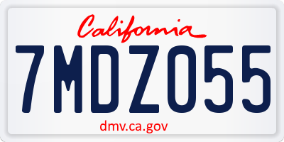 CA license plate 7MDZ055