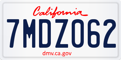 CA license plate 7MDZ062