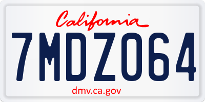 CA license plate 7MDZ064