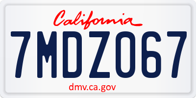 CA license plate 7MDZ067