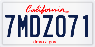 CA license plate 7MDZ071