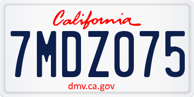 CA license plate 7MDZ075
