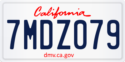 CA license plate 7MDZ079