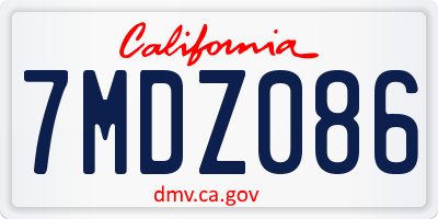 CA license plate 7MDZ086