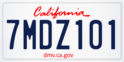 CA license plate 7MDZ101