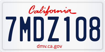 CA license plate 7MDZ108