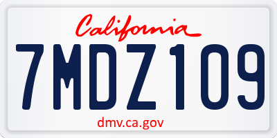 CA license plate 7MDZ109