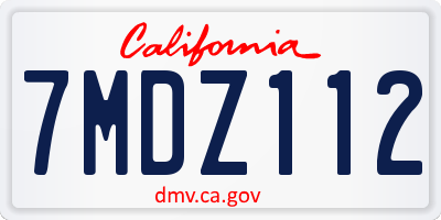 CA license plate 7MDZ112