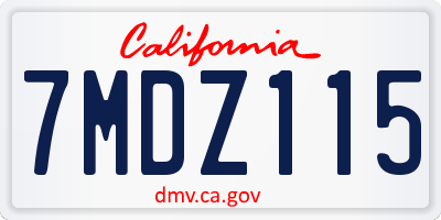 CA license plate 7MDZ115
