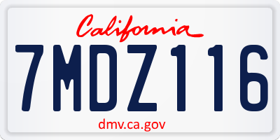 CA license plate 7MDZ116