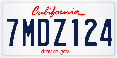 CA license plate 7MDZ124
