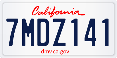 CA license plate 7MDZ141