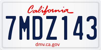 CA license plate 7MDZ143