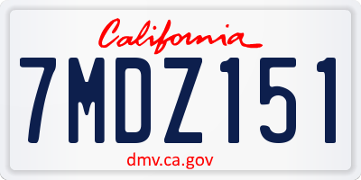 CA license plate 7MDZ151