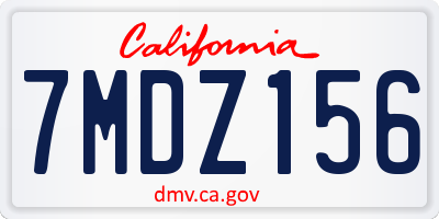 CA license plate 7MDZ156