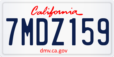 CA license plate 7MDZ159