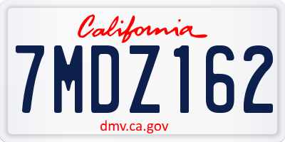 CA license plate 7MDZ162