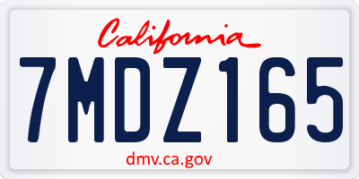 CA license plate 7MDZ165