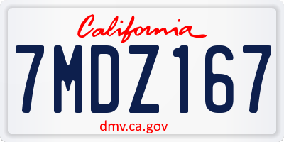 CA license plate 7MDZ167