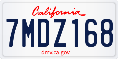 CA license plate 7MDZ168