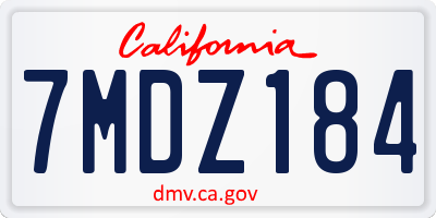 CA license plate 7MDZ184