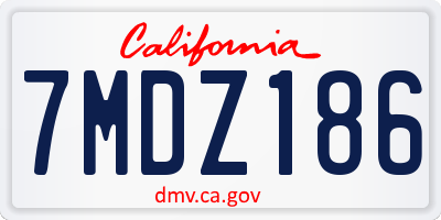 CA license plate 7MDZ186