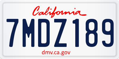 CA license plate 7MDZ189