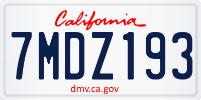 CA license plate 7MDZ193