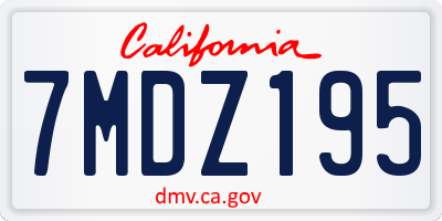 CA license plate 7MDZ195