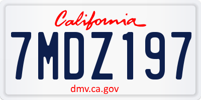 CA license plate 7MDZ197