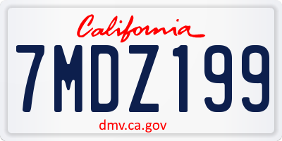 CA license plate 7MDZ199