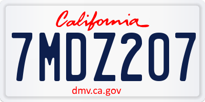 CA license plate 7MDZ207