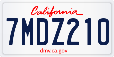 CA license plate 7MDZ210
