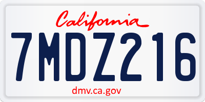 CA license plate 7MDZ216