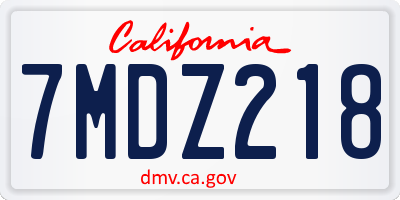 CA license plate 7MDZ218