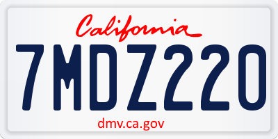 CA license plate 7MDZ220