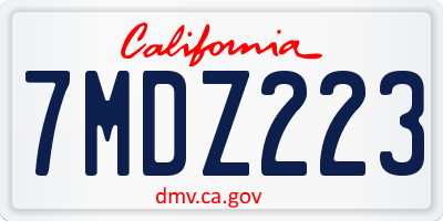 CA license plate 7MDZ223