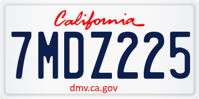 CA license plate 7MDZ225