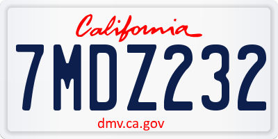 CA license plate 7MDZ232